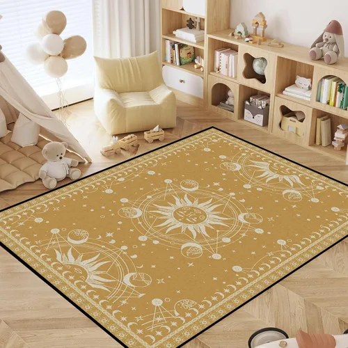 Miniatura 5 de Alfombra de Sol y Luna Boho Alfombras de Área Celestiales para Dormitorio Residencia Universitaria Sala de Estar Bohemia Oculta Creciente Solar