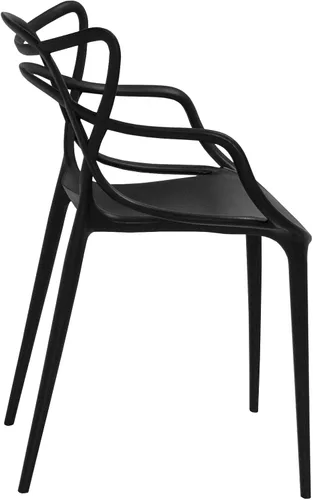 Miniatura 6 de Mid-Century - Silla de comedor con curva de plástico moldeado (juego de 2), color negro