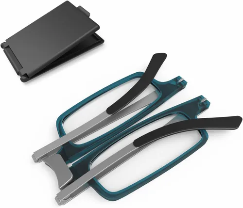 Miniatura 8 de Case Upgrad: lentes de lectura plegables ultraligeros y delgados, para hombres y mujeres, estuche compacto y portátil rectangular (tortuga, 1.5)