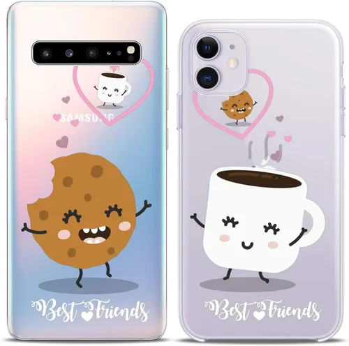 Miniatura 3 de Fundas a juego para parejas compatibles con iPhone 16 15 14 13 12 11 Pro Max Mini Xs X 6s 8 Plus 7+ Xr 10 SE 5 Cookie Coffee Gift Best Friend Kawaii