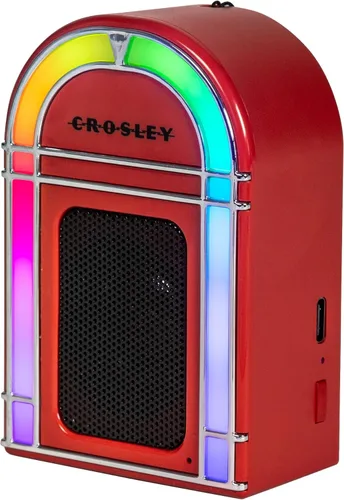 Miniatura 8 de Crosley CR3046A-RE Mini Jukebox Altavoz Bluetooth portátil con luces LED y micrófono, rojo