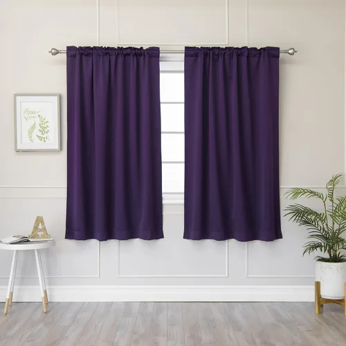 Miniatura 5 de Best Home Fashion Cortinas opacas con aislamiento térmico, pestaña trasera, bolsillo para barra, morado, 52 pulgadas de ancho x 63 pulgadas