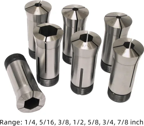 Miniatura 2 de Juego de pinzas 5C Hexagonal Agujero Collet 1/4-7/8 Pulgadas para Mecanizado Torneado 7 Pcs