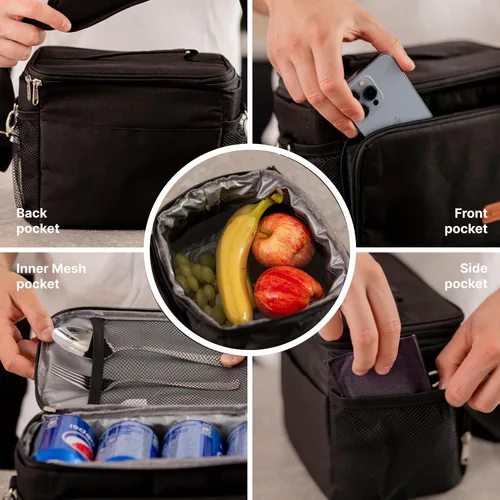 Miniatura 3 de Carrywell Lonchera aislada (no fabricada en China) para hombres, lonchera para hombre, a prueba de fugas, plegable, enfriador de lados suaves