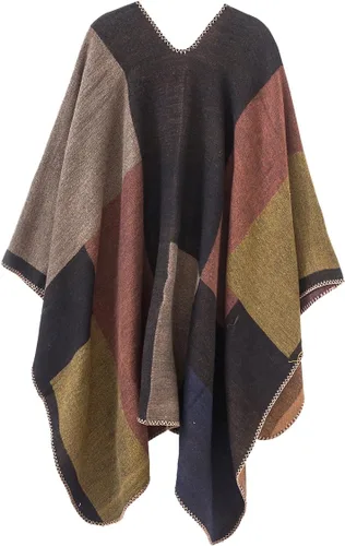 Miniatura 2 de Urban CoCo Poncho de colores para mujer, chal con frente abierto, color en bloques