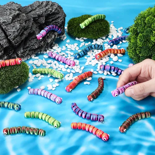 Miniatura 3 de 12 figuras de gusano impresas en 3D de animales, articuladas, flexibles, para aliviar el estrés, figuras de animales, decoración de escritorio