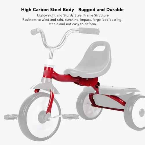 Miniatura 4 de Triciclo para niños pequeños, triciclo para niños con caja de almacenamiento abatible, asiento ajustable de 3 posiciones, diseño plegable