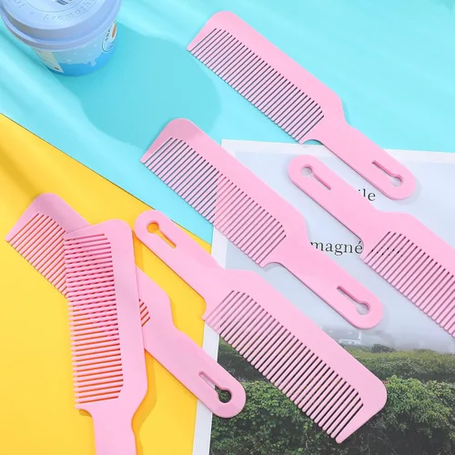 Miniatura 5 de Boao Paquete de 6 peines de plástico rosa para el cabello, peines de peluquería de mezcla de 9 pulgadas para cortes de podadora y encimeras, peines