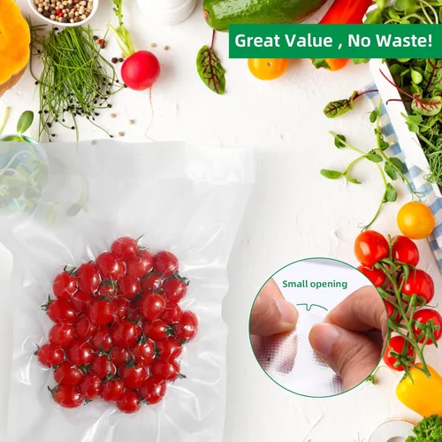 Miniatura 5 de 50 bolsas selladoras al vacío de 11 x 16 pulgadas, ideales para almacenamiento de alimentos, bolsas precortadas de sellador al vacío