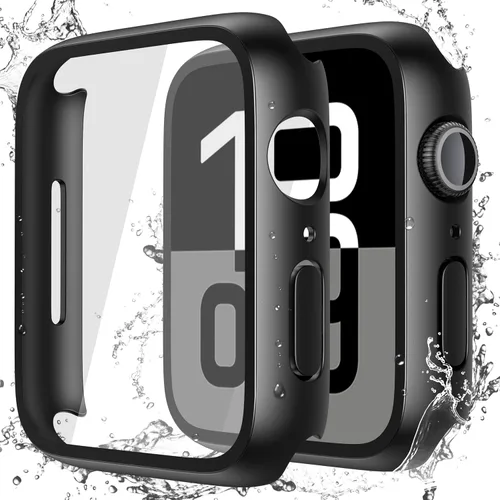 Miniatura 27 de Misxi Paquete de 2 fundas impermeables con botón diseñadas para Apple Watch Series 3 Series 2 de 38mm, funda rígida de policarbonato anticaídas