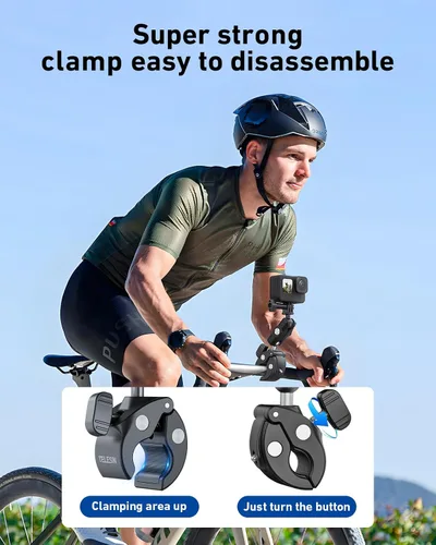 Miniatura 6 de Soporte de abrazadera para manillar de motocicleta para GoPro Insta360, 360 Bicicletas Dirtbike accesorio de montaje para DJI Osmo Action 6/Osmo