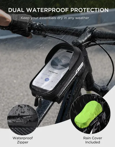 Miniatura 4 de whale fall Bolsa de marco de bicicleta impermeable, carcasa dura 3D Eva, soporte para teléfono de bicicleta, bolsa de tubo superior de bicicleta