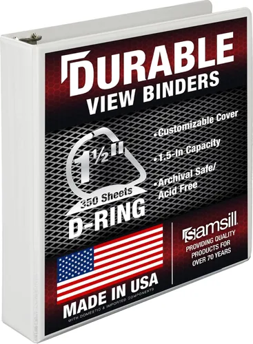 Miniatura 146 de Samsill Carpeta duradera de 1.5 pulgadas, fabricada en los Estados Unidos, carpeta de anillos en D, carpeta transparente personalizable, color rojo