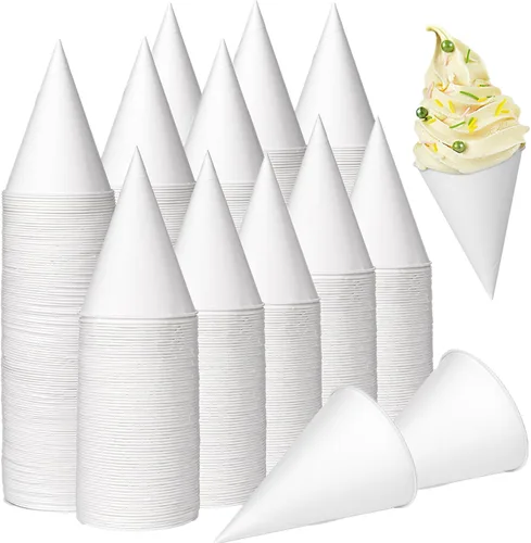 Yopay Paquete de 600 vasos de agua en cono, dispensador desechable de papel de 4 onzas para nieve para hielo afeitado, enfriador de agua de oficina,