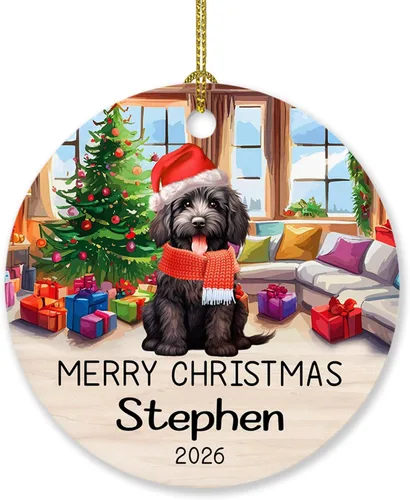 Miniatura 22 de Adorno personalizado de caniche negro, regalo para perro, mamá, perro, papá, adorno de Navidad único de perro caniche negro 2025, adorno de caniche