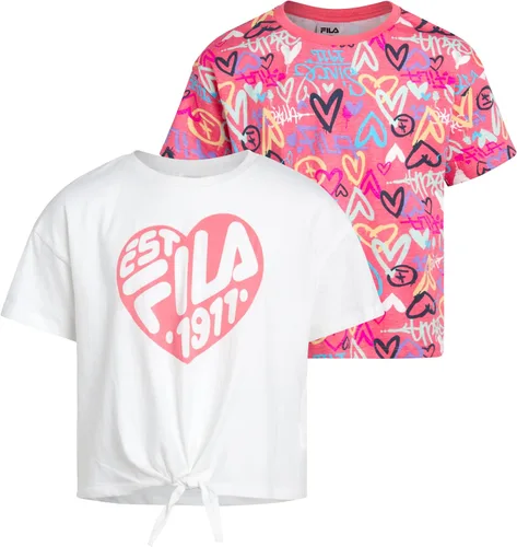 Fila Camiseta deportiva para niñas, 2 piezas, ligera, de rendimiento, para niñas, camiseta deportiva deportiva (talla 7-16)