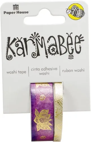 Miniatura 3 de Paper House Productions Karmabee - Juego de 2 rollos de cinta washi decorativa para álbumes de recortes y manualidades, desfile de elefantes