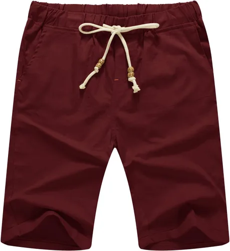 Miniatura 12 de Sailwind Pantalones cortos de lino para hombre, pantalones cortos casuales de playa con cordón