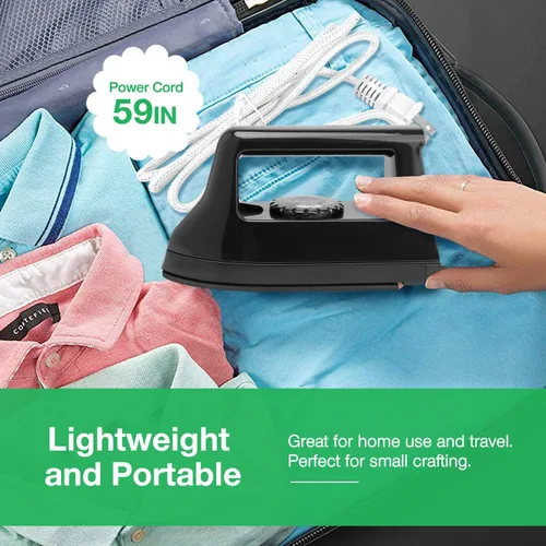 Miniatura 6 de Mini plancha para manualidades y acolchados, máquina eléctrica de prensa de calor para viajes y hogar para suministros de costura (negro)
