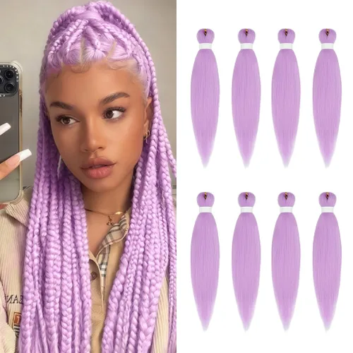 Miniatura 115 de 8 paquetes de extensiones preestiradas - 16 pulgadas de cabello trenzado premium, 55G/paquete, sin picazón, fijación en agua caliente, textura Perm