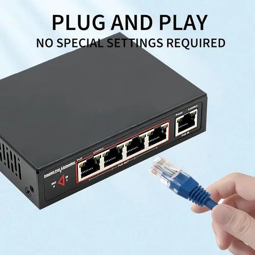 Miniatura 4 de Extensor PoE de red Gigabit de 60 W, extensor Ethernet CENTROPOWER con interruptor PoE+ de 4 puertos compatible con IEEE 802.3 af/at