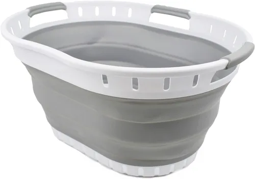 SAMMART Cesta plegable de plástico para la ropa sucia de 25L (6.6 galones), contenedor de almacenamiento plegable y organizador, cesta que ahorra