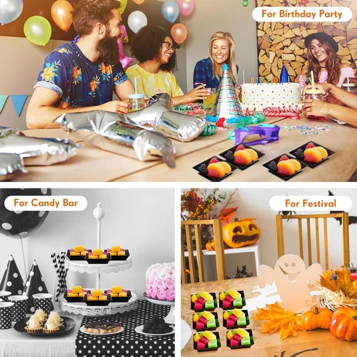 Miniatura 6 de 200 Piezas Platos Cuadrados Mini para Postre de 2.5 x 2.5 Pulgadas Platos Desechables para Aperitivos Platos Pequeños de Plástico Transparente