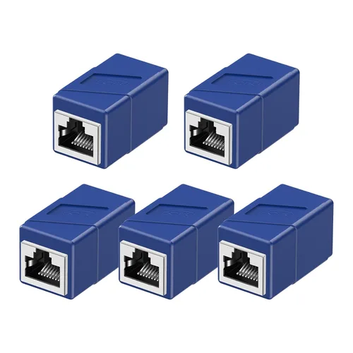 Miniatura 10 de Acoplador RJ45, paquete de 10 adaptadores Ethernet hembra a hembra, 8 pines modulares rectos, conectores de red para cable Ethernet Azul