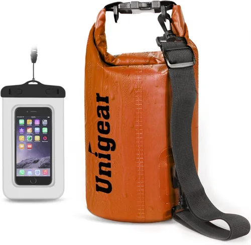 Miniatura 7 de Bolsa seca Unigear impermeable, 2L/5L/10L/20L/30L/40L, Bolsas flotantes y ligeras para kayak, navegación, pesca, natación y camping con funda 3-Gris