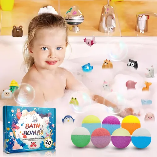 Miniatura 2 de Paquete de 20 bombas de baño para niños con sorpresa en el interior, juguetes de baño de burbujas, set de bombas de baño orgánicas naturales