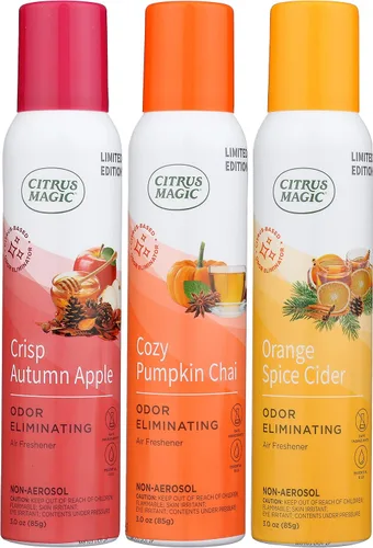 Miniatura 11 de Citrus Magic Edición Limitada Eliminador de olor natural – Aerosol ambientador, sidra de especias de naranja, 3 onzas, paquete de 3