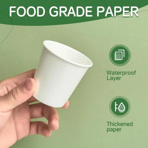 Miniatura 5 de Paquete de 100 tazas de papel de 3 onzas, pequeñas tazas de café, tazas desechables mini para baño y enjuague bucal, adecuadas para fiesta, picnic