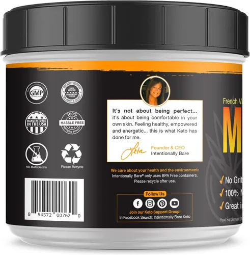 Miniatura 7 de Intentionally Bare MCT - Aceite en polvo de vainilla francesa MCT, aceite C8 MCT en polvo para energía y metabolismo, mezcla energética Keto sin