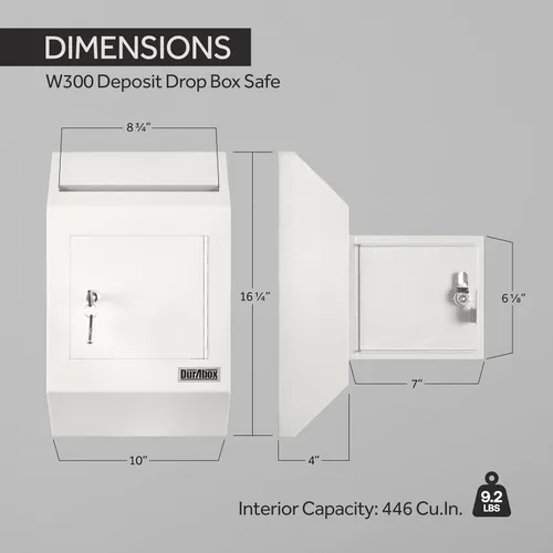 Miniatura 7 de Durabox Caja Fuerte de Depósito con Buzón de 10 x 4 x 16 pulgadas, Acero Resistente con Perfil Delgado, Buzón de Pared con Amplia Ranura de Depósito