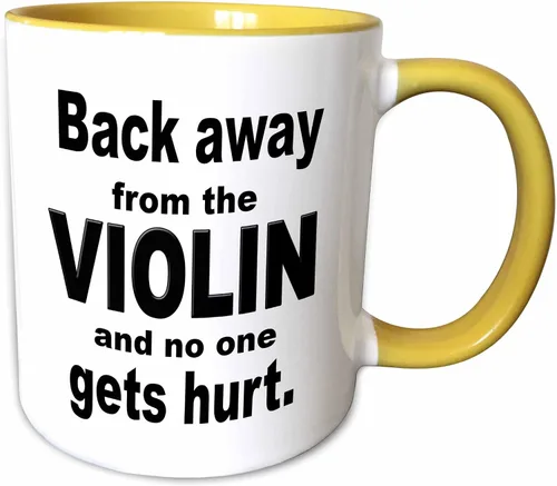 Miniatura 11 de 3dRose Back Away From The Violin And No One Gets Hurt - Taza negra de dos tonos, 11 onzas