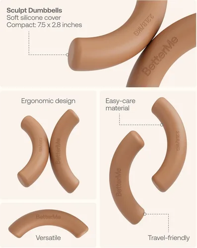 Miniatura 5 de BetterMe - Mancuernas Sculpt – Par de pesas de mano de neopreno de 2.2 libras – Pesas antideslizantes de agarre suave para mujeres – Mancuernas Moca