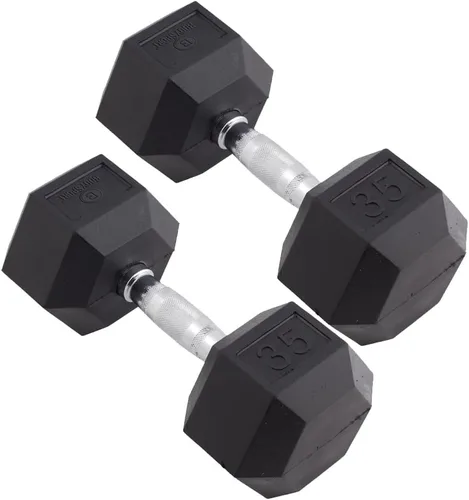 Miniatura 15 de Body Sport Mancuernas hexagonales con revestimiento de goma, par de mancuernas para ejercicios, equipo de entrenamiento de fuerza, accesorios
