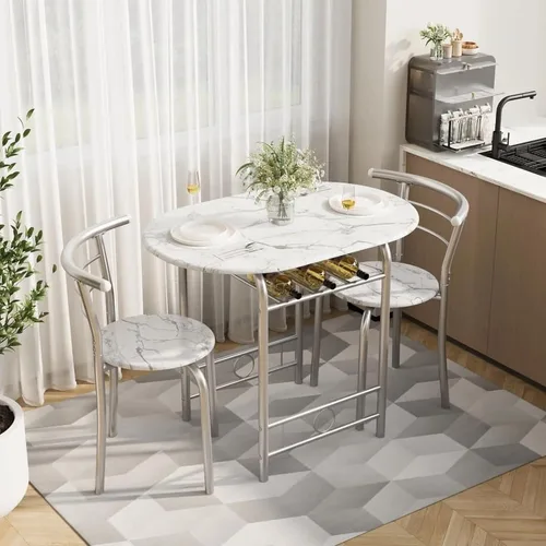 Shahoo juego de mesa de comedor de 3 piezas de madera, juegos de muebles para cocina y desayunador con 2 sillas y mesa redonda, muebles para ahorrar