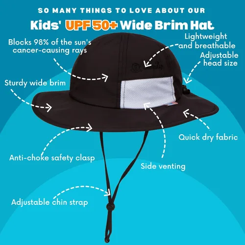 Miniatura 3 de SwimZip, sombrero unisex para niños, ala ancha, protección solar FPS 50, ajustable.