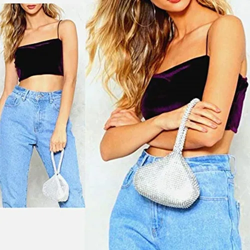 Miniatura 3 de ELEOPTION - Bolso de mano para mujer, diseño triangular, ideal para fiestas o graduaciones, Plateado