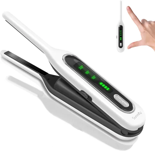 Sunmay Mini plancha plana inalámbrica, alisadora de pelo de lápiz de 3/10 pulgadas para cabello corto, corte Pixie y flequillo, rizador de viaje