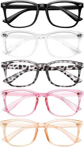 Lentes de bloqueo de luz azul para mujeres y hombres, lentes transparentes transparentes para videojuegos, lectura, computadora, TV, TV (paquete de