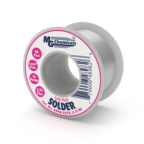 MG Chemicals - 4898-227G 60/40 Soldadura con núcleo de colofonia, 0.062 "de diámetro, carrete de 1/2 libras