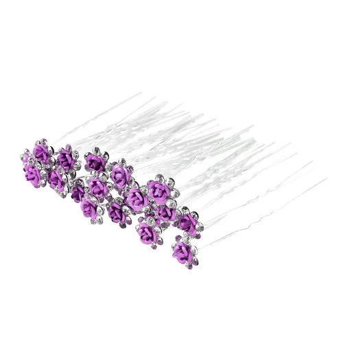 Miniatura 5 de inSowni Juego de 40 horquillas en forma de U con diamantes de imitación de rosas y 6 horquillas de perlas torcidas en caja de regalo para mujeres