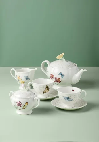 Miniatura 3 de Lenox Butterfly Meadow - Juego de té de 8 piezas, servicio para 2, color blanco