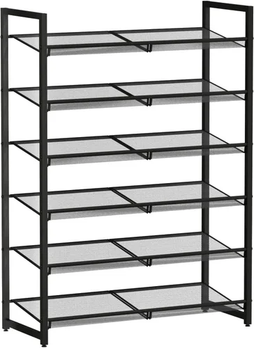 Miniatura 12 de Zapatero de metal para armario, entrada, organizador de zapatos de 4 niveles, estantes planos o angulares ajustables, capacidad para hasta 20 pares