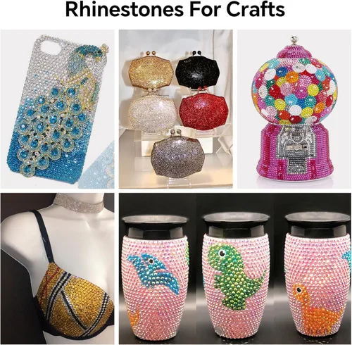Miniatura 7 de Diamantes de imitación AB verdes a granel, 5000 piezas de diamantes de imitación de fondo plano redondos de gelatina AB sin fijación térmica, gemas