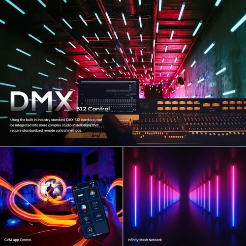 Miniatura 2 de GVM - Barra de luz LED RGB para video, 45 W, 48 pulgadas, luz de varita a todo color con malla Bluetooth y control DMX, 2700-10000K CCT tubo de luz