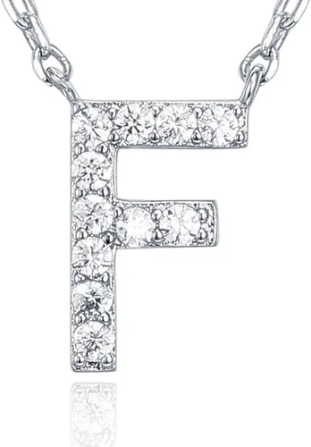 Miniatura 137 de PAVOI 14K White Gold Plated Cubic Zirconia Initial Necklace Letter Dainty Necklaces for Women