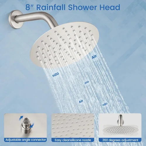 Miniatura 7 de Airuida Juego de sistema de ducha de lluvia de 3 funciones, combo de ducha de bañera de montaje en pared con ducha de mano y boquilla de bañera